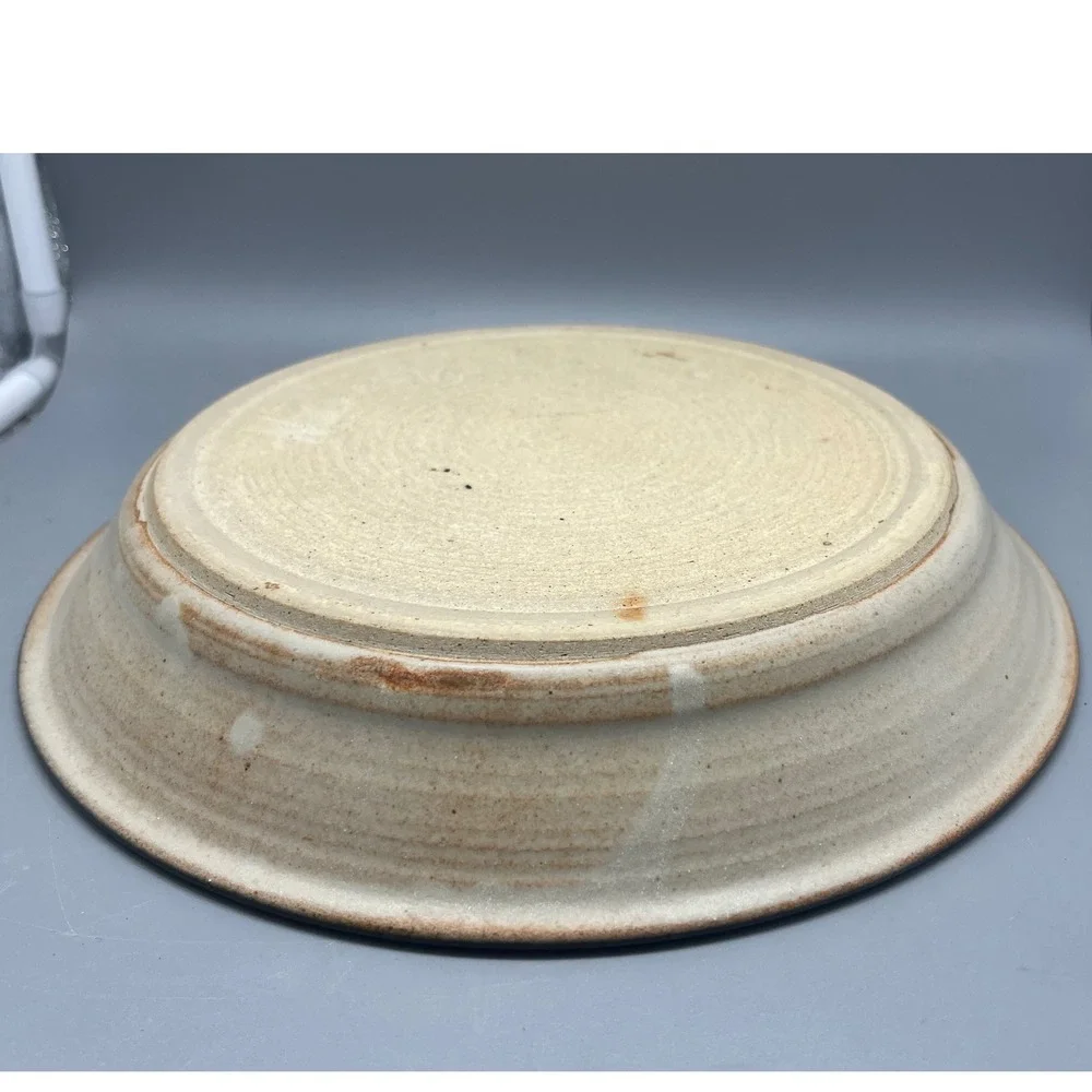 Kim Wellman Folk Studio Art Pottery Low bowl Pie plate 92 Mid Century‎ Design